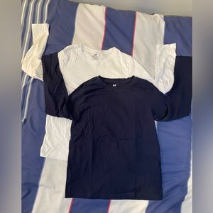 H&M White & Blue Long Sleeve Shirts